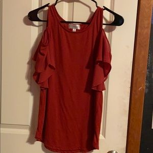Beautiful red blouse with frilly sleeves